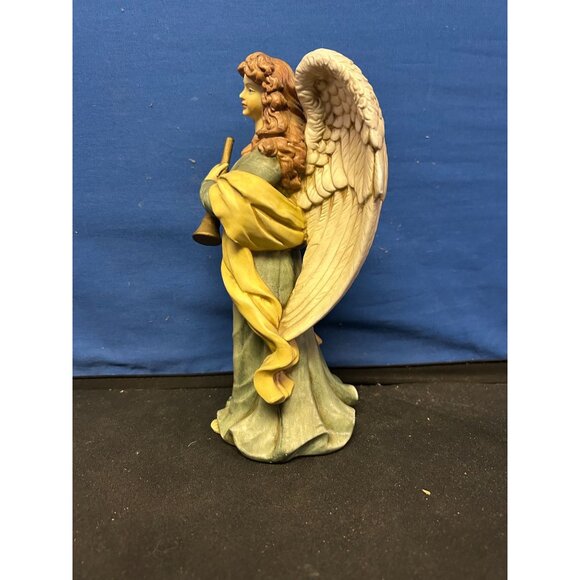 Hand-Painted Angel Figurine With Trumpet & Flowing Gown 7.5" Resin Collectible S - Picture 3 of 4